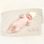 Personalized Colorful Floral Soft Cotton Knit Baby Blanket with Embroidered Name Birthday Baby Shower Gift for Newborns New Parents