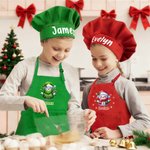 Personalizzato carino Natale pupazzo di neve regolabile bambino grembiule chef set con nome e tasca per la cucina vacanza regalo di Natale per ragazzi ragazze