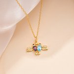 Personalised Hummingbird Zircon Necklace with Birthstone Dainty Jewellery Birthday Anniversary Gift for Women Hummingbird Lovers