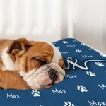 Personalized Paw Print Heart Icon Soft Pet Bed Mat with Name Outdoor Activities Birthday Christmas Gift for Pet Owners