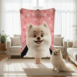 Personalised Cute Cartoon Dog Paw Print Soft Throw Blanket with Name Home Decor Birthday Gift for Pet Owner Lover