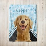 Personalised Cute Cartoon Dog Paw Print Soft Throw Blanket with Name Home Decor Birthday Gift for Pet Owner Lover