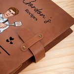 Personalised Cartoon Character PU Leather A5 Notebook Cover with Name Daily Use Birthday Christmas Gift for Cooking Lover Chef
