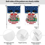 Drapeau de jardin personnalisé Père Noël Stop Here Chimney Santa Claus avec texte Yard Porch Decor Christmas Gift for Family Gardening Lovers