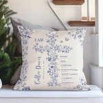Gepersonaliseerd Toile De Jouy Bloemen Kruis Bijbel Hoofdstuk Zacht Kussenovertrek met Naam Doop Verjaardag Kerstcadeau voor Meisjes Christenen