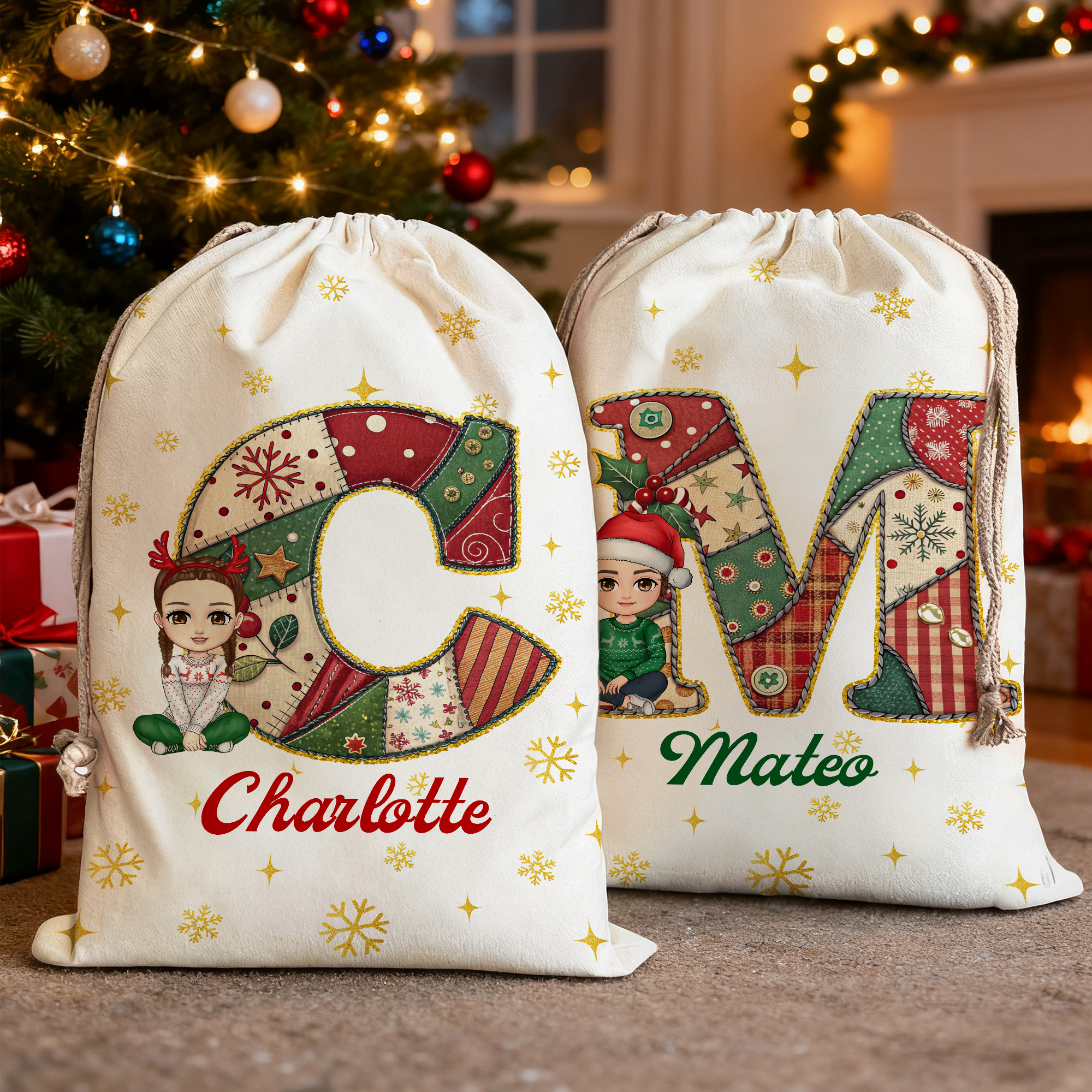 Sac à main en toile avec nom Cadeau de Noël pour la famille et les amis