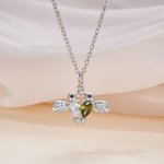 Personalised Hummingbird Zircon Necklace with Birthstone Dainty Jewellery Birthday Anniversary Gift for Women Hummingbird Lovers