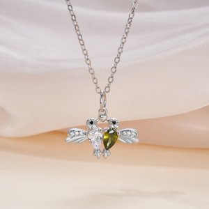Personalised Hummingbird Zircon Necklace with Birthstone Dainty Jewellery Birthday Anniversary Gift for Women Hummingbird Lovers
