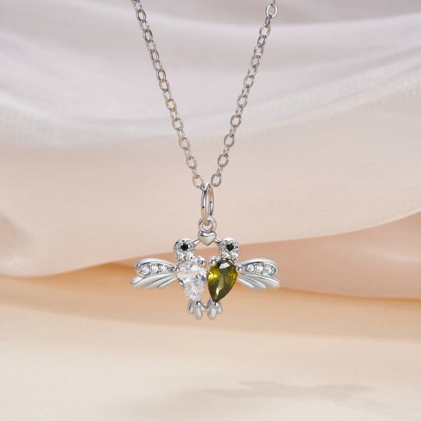 Collier Colibri Zircon avec pierre de naissance Bijoux personnalisés Cadeau d'anniversaire pour femmes Amoureux des colibris