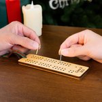 Personalized Wooden Ribbon Cribbage Board Ornament with Engraved Text Christmas Gift for Cribbage Lover Family Couple