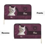 Cartera de cuero PU personalizada con fotos de 1 a 3 gatos o perros múltiples compartimentos y nombres regalo de cumpleaños para amantes de mascotas