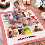 Gepersonaliseerde 3-9 Foto's Collage Super Zachte Deken met Tekst Home Decor Kerstcadeau voor Familie Vrienden