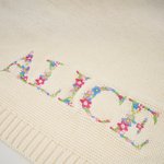 Personalized Colorful Floral Soft Cotton Knit Baby Blanket with Embroidered Name Birthday Baby Shower Gift for Newborns New Parents