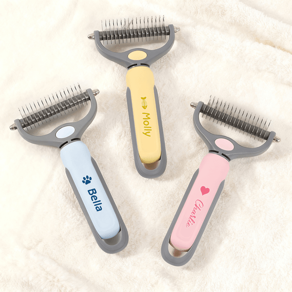 Personalized Heart Fish Bone Paw Print Pet Grooming Brush with Name Pet Supplies Daily Use Birthday Gift for Pet Owners