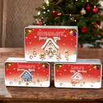 Personalised 1-8 Gingerbread Men House Pattern Biscuit Tin Storage Box with Text Title and Names Christmas Gift for Kids Family Friends
