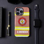 Personalisierte Malteser Kreuz Feuerwehrmann Uniform glänzend matt Telefon Fall mit Namen für iPhone Samsung Thanksgiving Day Geburtstag Geschenk für Feuerwehrleute