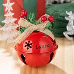 Adorno navideño personalizado con copo de nieve calado cascabel y bayas con nombre grabado regalo para árbol de Navidad niños y familia