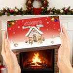 Personalised 1-8 Gingerbread Men House Pattern Biscuit Tin Storage Box with Text Title and Names Christmas Gift for Kids Family Friends