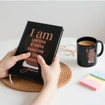 Personalized I Am Unstoppable Black Woman Journal Notebook Ceramic Mug with Name Daily Use Birthday Motivational Gift for Women