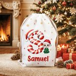 Gepersonaliseerde kerstmuts initiaal cartoon karakter canvas koord Gift Bag met naam kerstcadeau voor vrienden familie