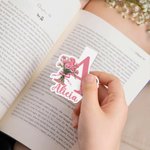 Marcapáginas magnético personalizado de personajes animados con flores de nacimiento y nombre regalo de cumpleaños para amantes de los libros
