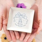 Personalised Romantic Married Ceramic Trinket Jewellery Dish with Name Wedding Engagement Christmas Gift for Couples Bride to Be