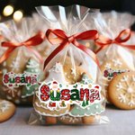 Etiquetas de regalo personalizadas e impermeables con nombre y diseño de Papá Noel y reno para decoraciones navideñas para familia y amigos