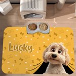 Personalised 3D Cartoon Dog Waterproof Pet Feeding Mat with Name and Rubber Backing Pet Supplies Birthday Gift for Dog Owners