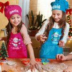 Personalizzato carino Natale pupazzo di neve regolabile bambino grembiule chef set con nome e tasca per la cucina vacanza regalo di Natale per ragazzi ragazze