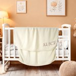 Personalized Colorful Floral Soft Cotton Knit Baby Blanket with Embroidered Name Birthday Baby Shower Gift for Newborns New Parents