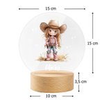 Luz nocturna LED personalizada de vaquerita con nombre y base de madera para decoración de habitación regalo de cumpleaños o Navidad para niñas