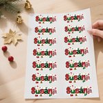 Etiquetas de regalo personalizadas e impermeables con nombre y diseño de Papá Noel y reno para decoraciones navideñas para familia y amigos