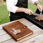 Personalised Cartoon Character PU Leather A5 Notebook Cover with Name Daily Use Birthday Christmas Gift for Cooking Lover Chef