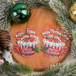Personalized 3-6 Gingerbread Cocoa Mug Double-Sided Printing Christmas Ornament with Name Home Decor Merry Chrismas Gift for Family Friends