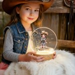 Luz nocturna LED personalizada de vaquerita con nombre y base de madera para decoración de habitación regalo de cumpleaños o Navidad para niñas