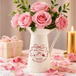 Vase Romantique Personnalisé en Céramique avec Nom et Date Décoration Maison Mariage Fiançailles Cadeau de Noël pour Couples
