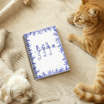 Personalised Toile De Jouy 1-7 Line Art Dogs Cats A5 Spiral Journal Notebook with Names Memorial Birthday Gift for Pet Owners Lovers