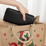 Personalised Cartoon Characters Snowflake Initial Jute Tote Bag with Name Christmas Daily Use Gift for Family Friends