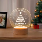 Luz nocturna LED personalizada con base de madera diseño de árbol de Navidad y nombres de 2 a 10 personas regalo de Navidad para familia y abuelos
