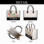 Personalised Best Teacher Cute Christmas Letter Large Cotton and Linen Tote Bag with Name and Text Christmas Gift for Teacher