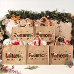 Borsa tote riutilizzabile personalizzata in iuta con nome a tema Babbo Natale regalo di Natale per bambini e famiglia