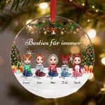Personalisierter 2–5 Cartoon-Figur Acryl-Weihnachtsanhänger mit Namen Band Schneeflocken Haus Deko Weihnachtsgeschenk für Schwestern Beste Freundinnen