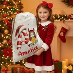 Gepersonaliseerde kerstmuts initiaal cartoon karakter canvas koord Gift Bag met naam kerstcadeau voor vrienden familie