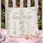 Gepersonaliseerd Toile De Jouy Bloemen Kruis Bijbel Hoofdstuk Zacht Kussenovertrek met Naam Doop Verjaardag Kerstcadeau voor Meisjes Christenen