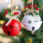 Adorno navideño personalizado con copo de nieve calado cascabel y bayas con nombre grabado regalo para árbol de Navidad niños y familia