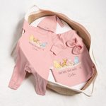 Personalized Classic Winnie the Pooh 100% Cotton Baby Romper Hat Blanket Outfit with Name and Gift Box Baby Shower Gift for Newborn New Parents