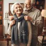 Personalisierte bunte Geburt Blumenstrauß Faux Kaschmir Schal Quaste Schal mit Namen Winter Accessoire Geburtstag Urlaub Geschenk für Familie Freund