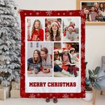 Gepersonaliseerde 3-9 Foto's Collage Super Zachte Deken met Tekst Home Decor Kerstcadeau voor Familie Vrienden