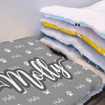 Personalized Paw Print Heart Icon Soft Pet Bed Mat with Name Outdoor Activities Birthday Christmas Gift for Pet Owners