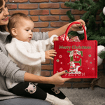Sac de jute rouge écologique avec nom et initiales Utilisation quotidienne Cadeau de Noël pour la famille et les amis